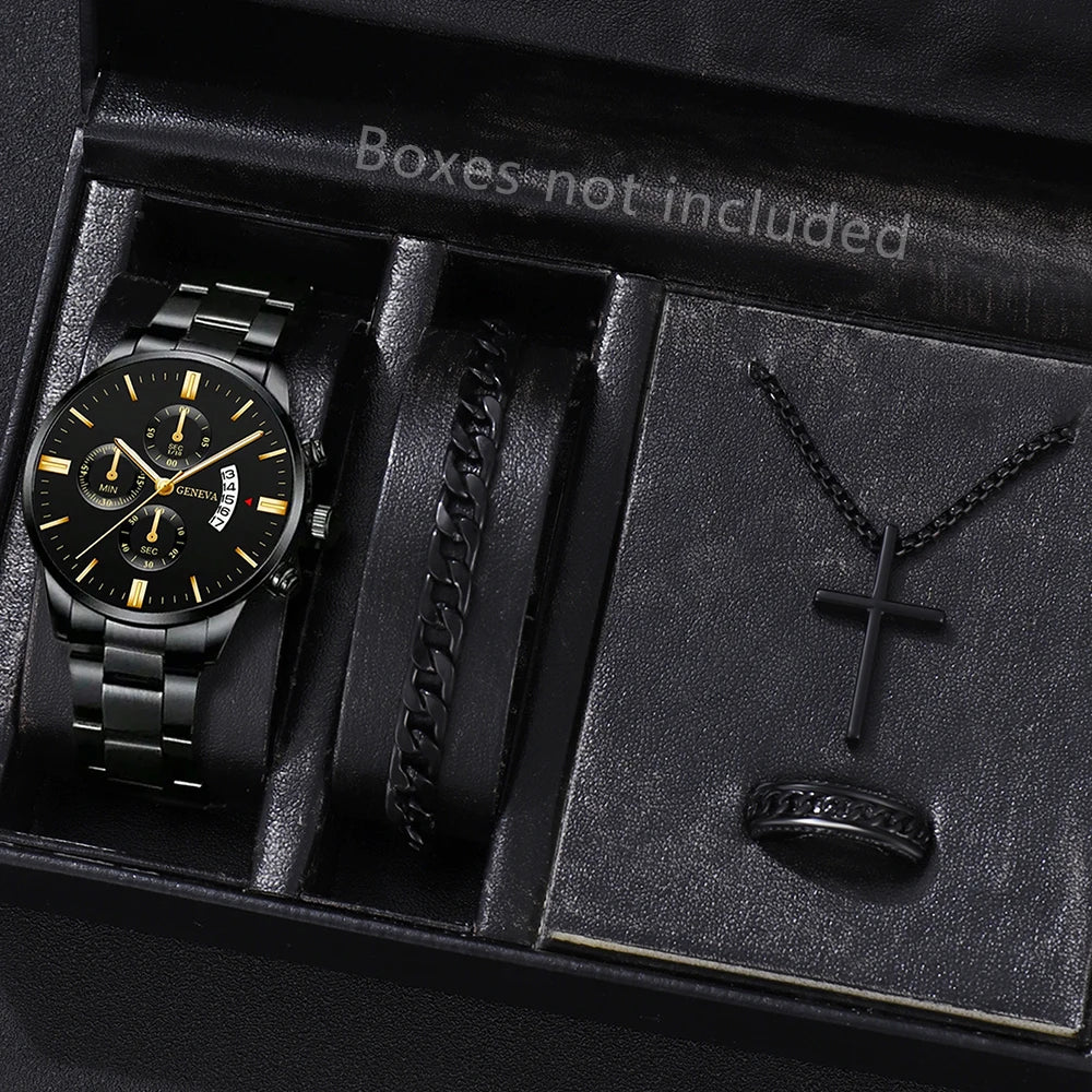 Fashion Men Stainless Steel Watch Luxury Calendar Quartz Wrist Watch Mens Business Watches for Man Clock Montre Homme