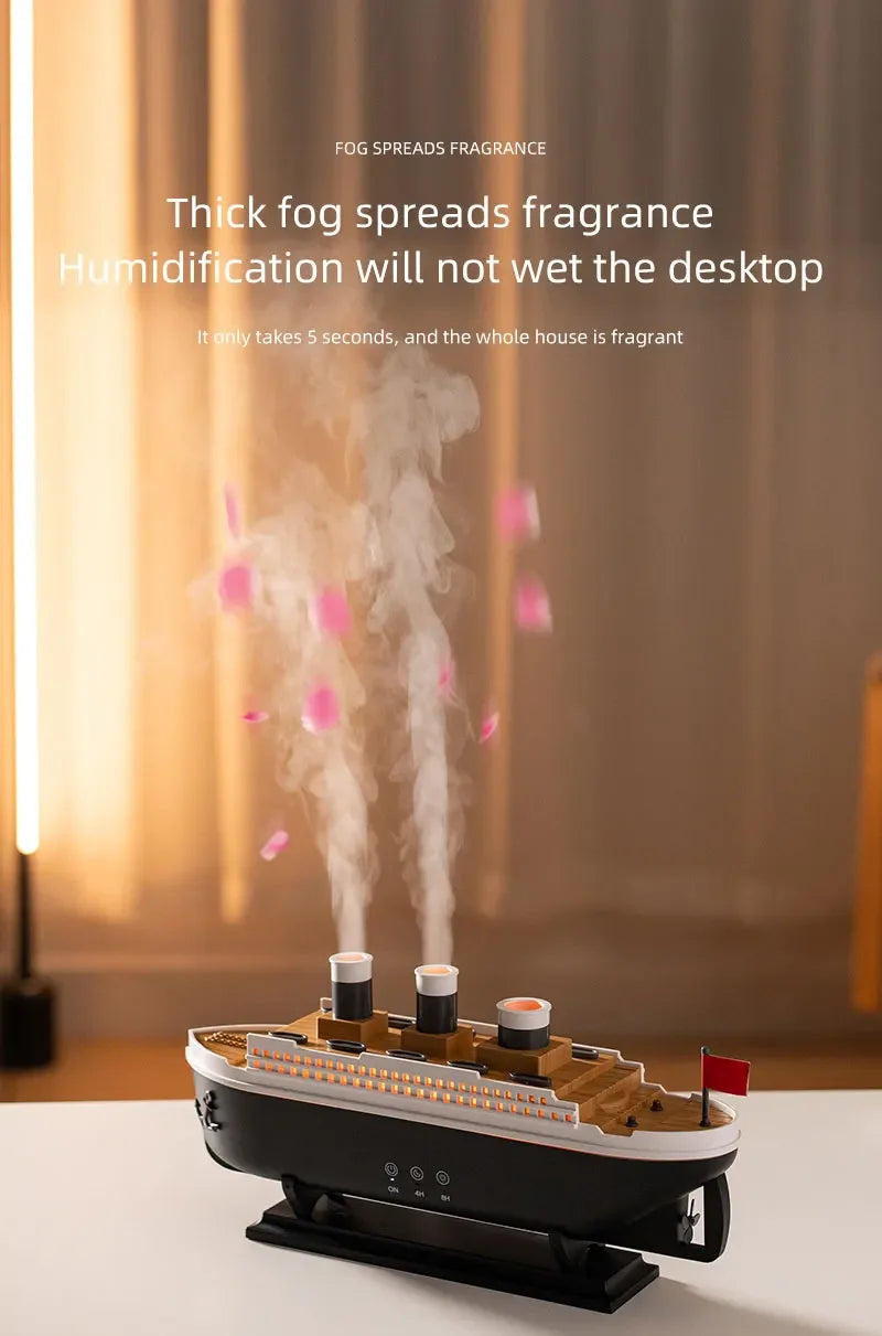 Titanic Ship Model Air Humidifier Remote Control Home 250ml Essential Oil Jellyfish Smoke Ring Spray Aroma Diffuser Humidifiers