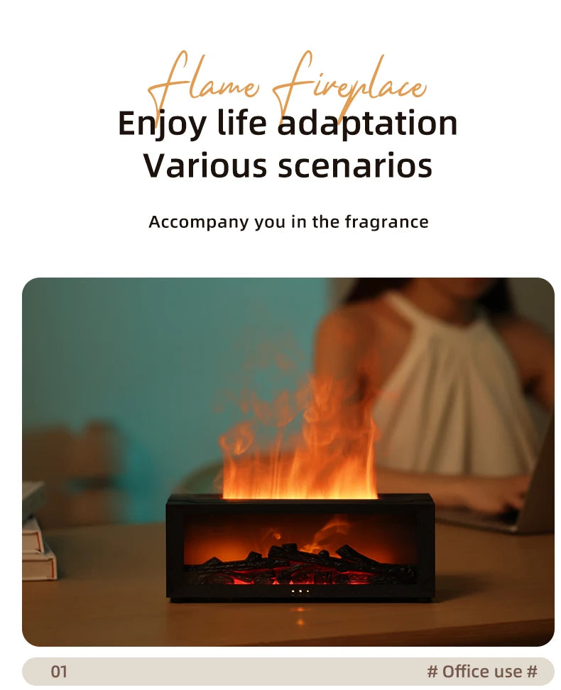 Creative Fireplace Aroma Diffuser Essential Oil Air Humidifier Difusor Remote Control Desktop Decoration for Home Holiday Gift