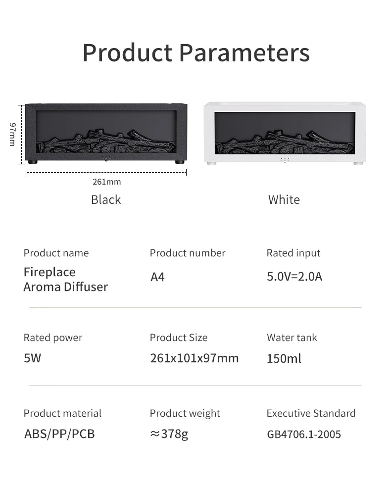 Creative Fireplace Aroma Diffuser Essential Oil Air Humidifier Difusor Remote Control Desktop Decoration for Home Holiday Gift