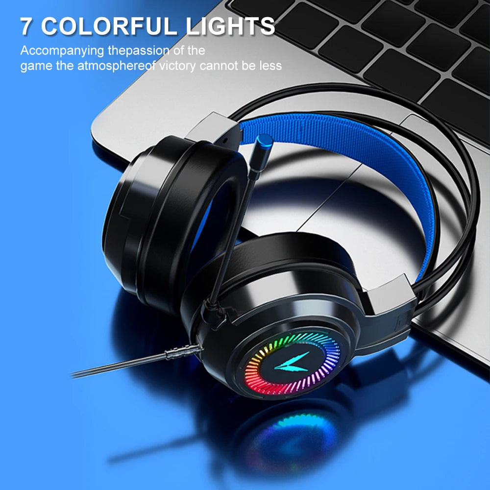 Gaming Headset Noise Canceling Microphone E-Sports Game 7.1 Stereo Surround Sound Wired Headphone for PS5 Xbox One Movie Music