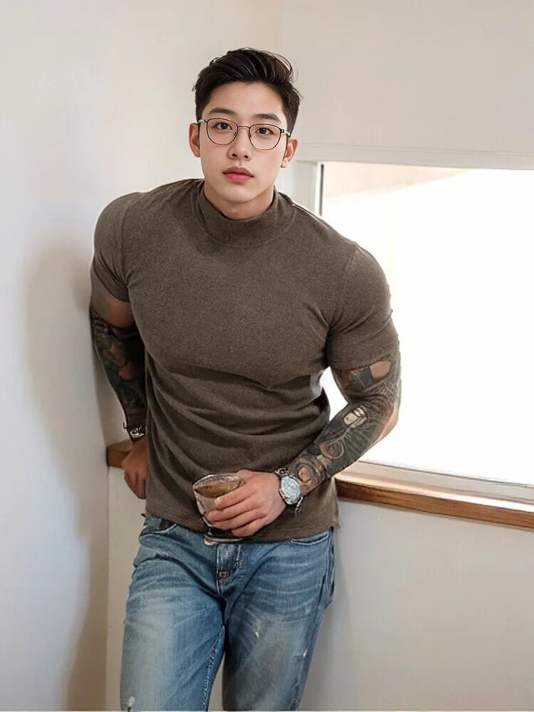 Gym Men's Summer Sports Quick Dry Fitness Short Sleeve T-shirt Outdoor Slim Casual Tee Tops Muscle Tights Bodybuilding Clothing