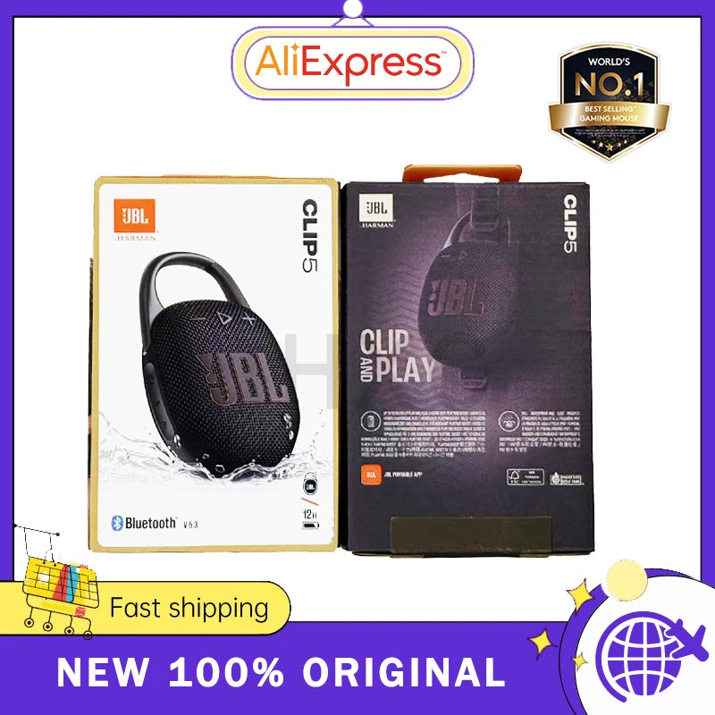 JBL Clip 5 Ultra Portable Bluetooth Speaker BT 5.3 Multi-Speaker Connection IP67 Waterproof 12 Hours Playtime Speaker with Hook