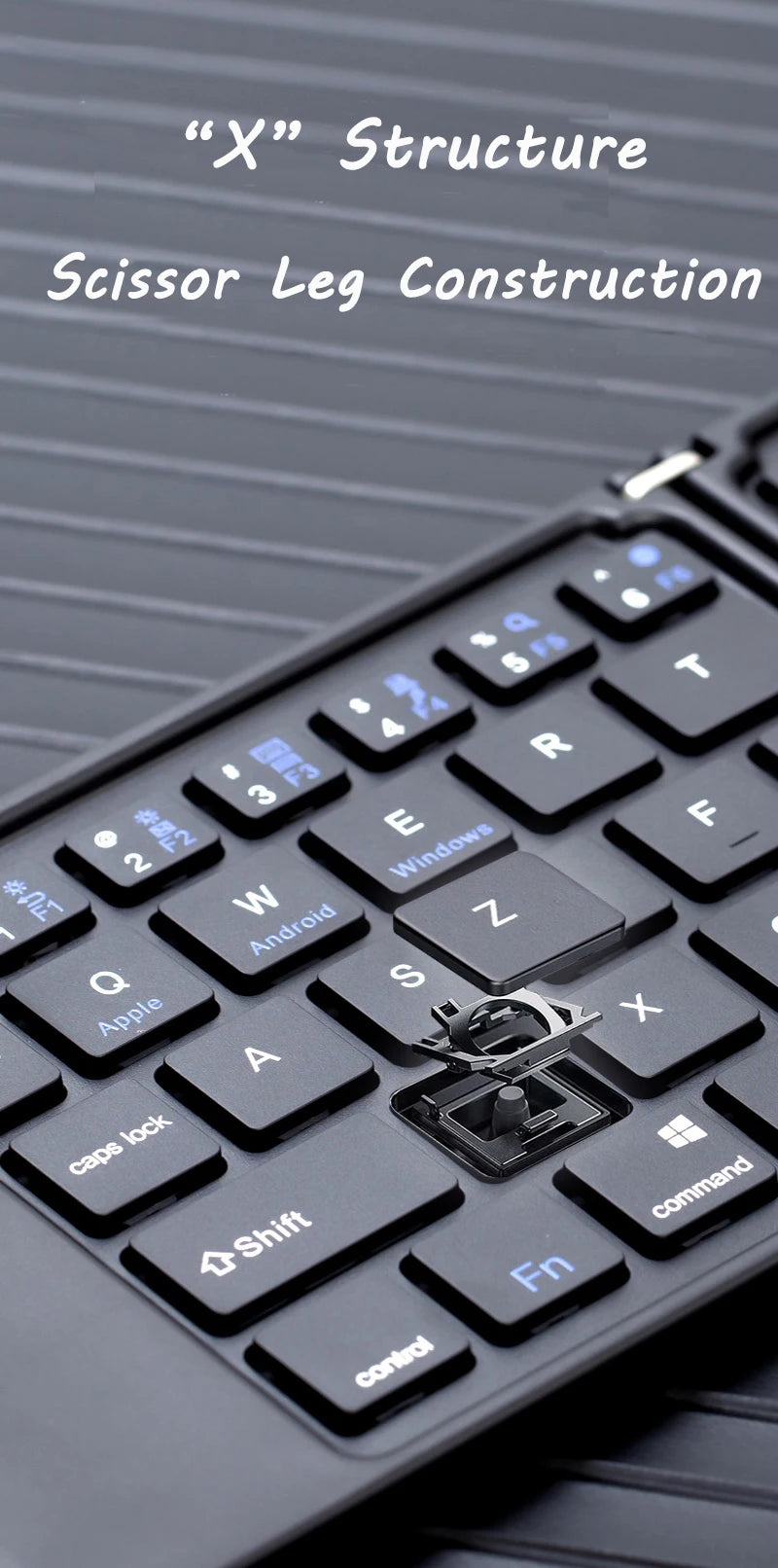 Multi-Function Foldable Keyboard USB Rechargeable Bluetooth Wireless 5.0 Keyboard for Smartphone and Tablet Portable Foldable