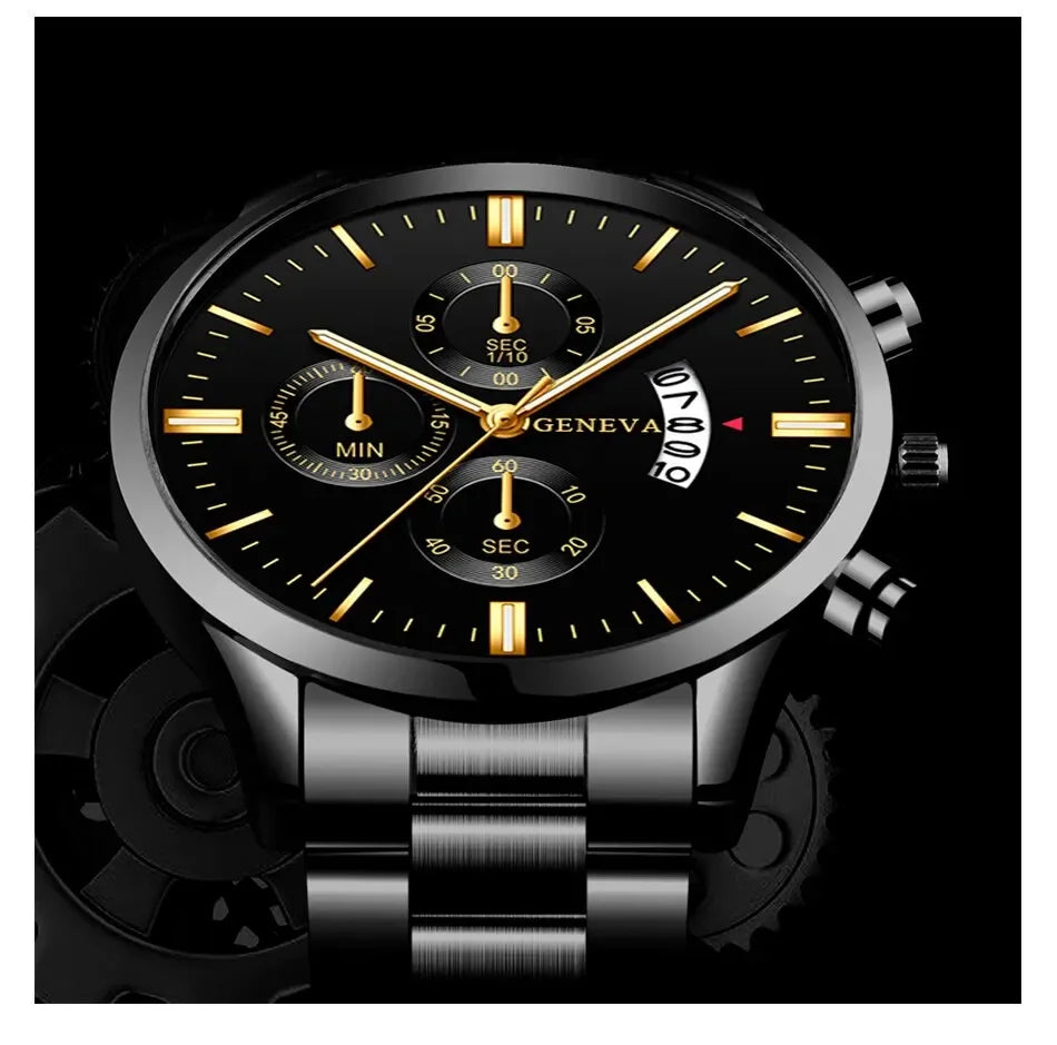 Fashion Men Stainless Steel Watch Luxury Calendar Quartz Wrist Watch Mens Business Watches for Man Clock Montre Homme