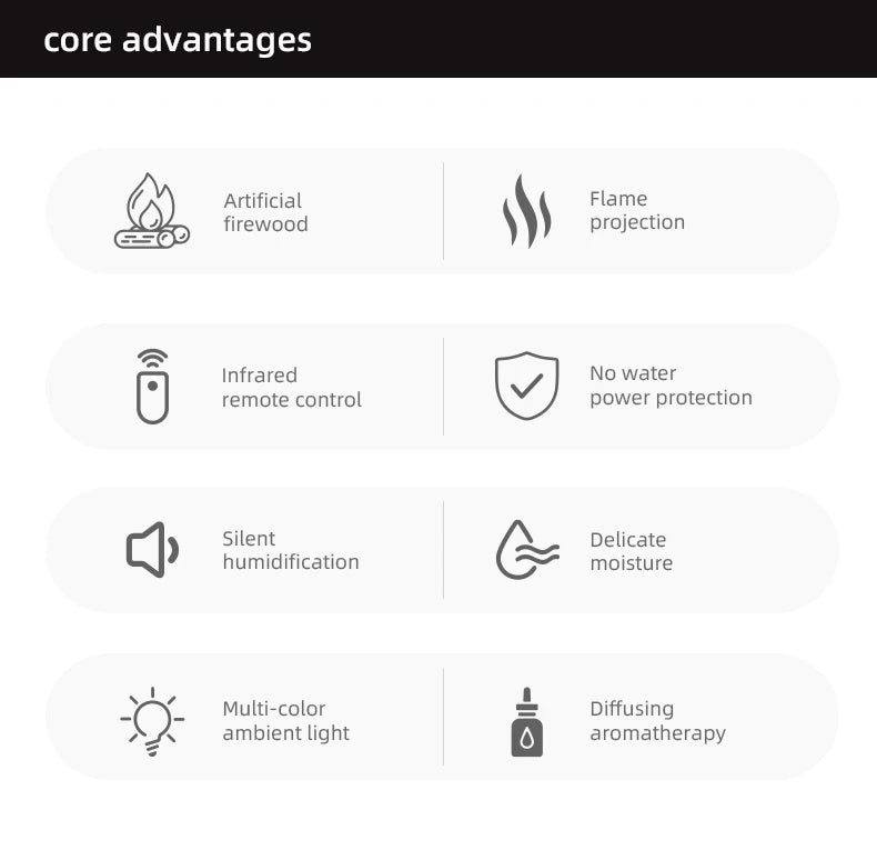 Creative Fireplace Aroma Diffuser Essential Oil Air Humidifier Difusor Remote Control Desktop Decoration for Home Holiday Gift