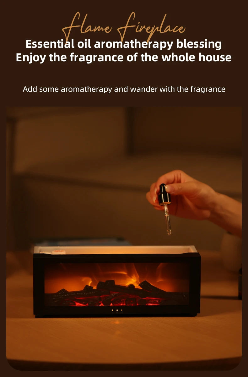 Creative Fireplace Aroma Diffuser Essential Oil Air Humidifier Difusor Remote Control Desktop Decoration for Home Holiday Gift