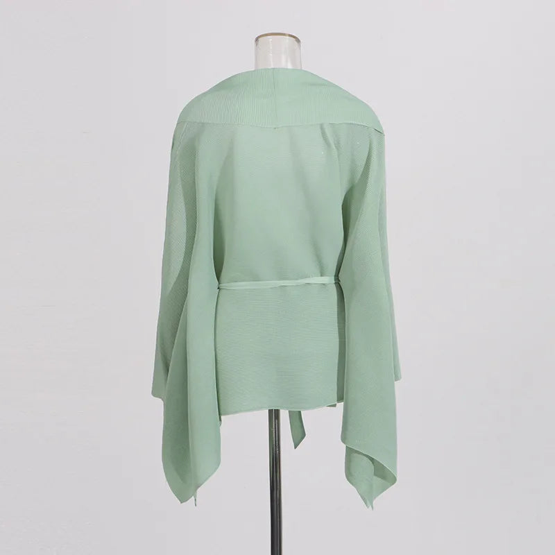 Fashion casual style 2 piece set outfits for women matching sets 2025 new cape shawl style lace up top+pleated skirt maxi dress