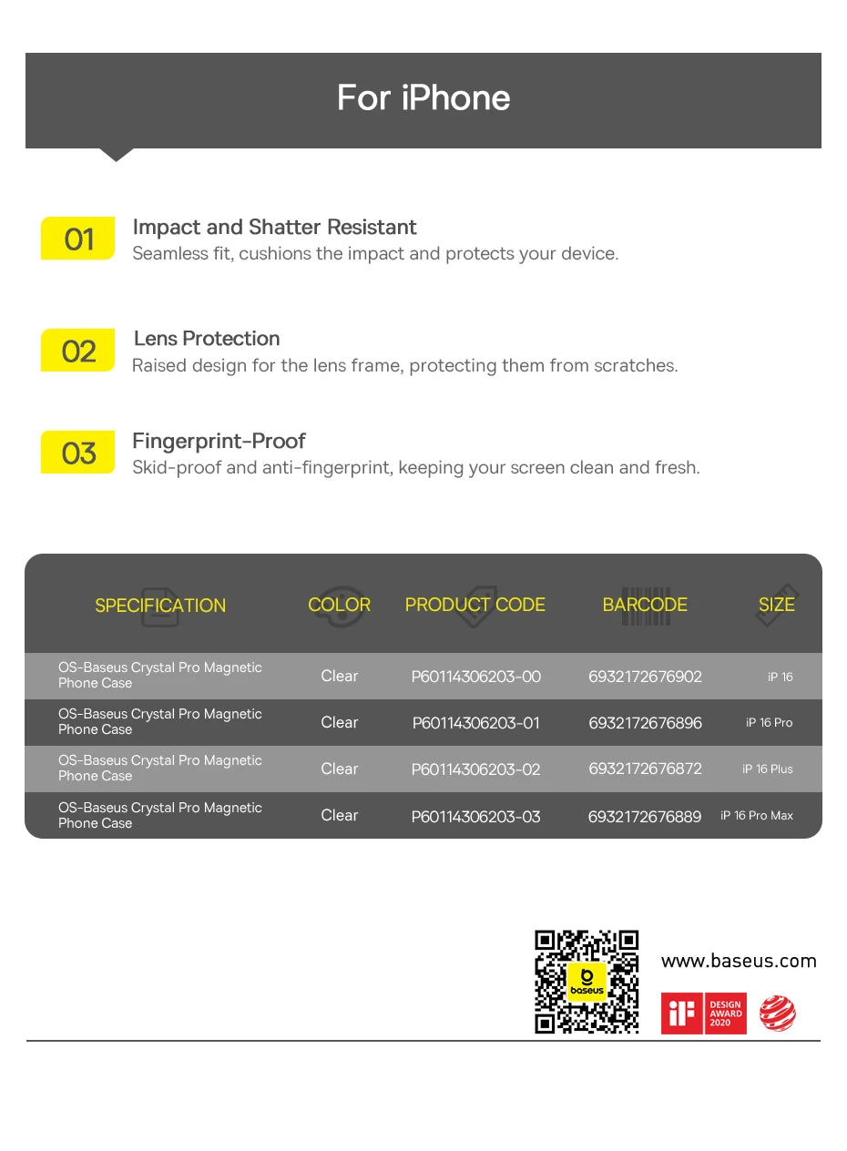 Baseus Magnetic Case for iPhone 16 15 14 Pro Max for MagSafe Wireless Charging PC Case for iPhone 13 12 11 Pro Max Funda Case