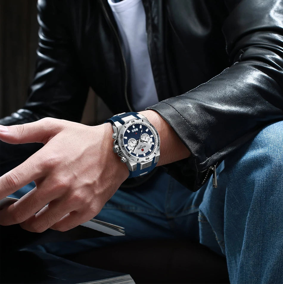 REWARD 83006 Fashion Large Dial Watch Men's Top Brand Luxury Chronograph Calendar Silicone Sports Quartz Watches for Man Reloj