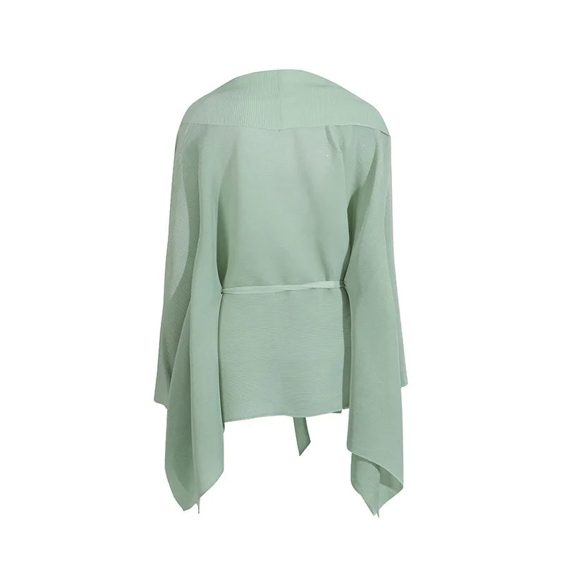 Fashion casual style 2 piece set outfits for women matching sets 2025 new cape shawl style lace up top+pleated skirt maxi dress