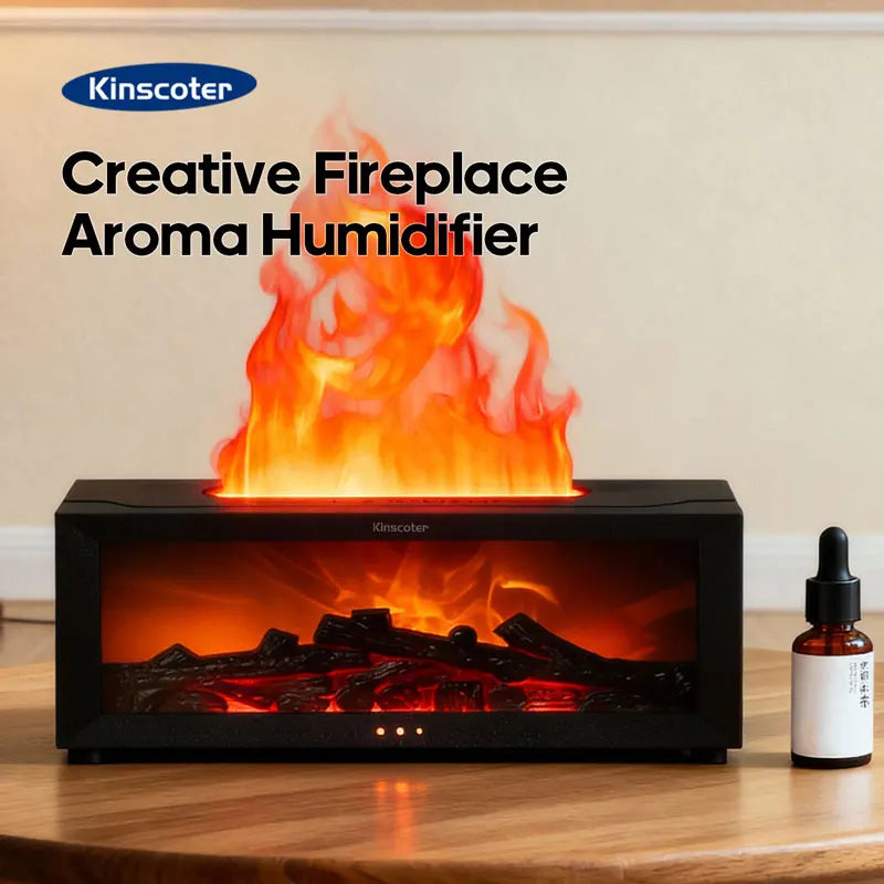 Creative Fireplace Aroma Diffuser Essential Oil Air Humidifier Difusor Remote Control Desktop Decoration for Home Holiday Gift