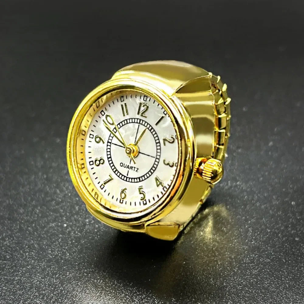 Finger Watches Selling Round Golden Silvery Quartz Men's and Women's Simple Watches Ring Jewelry