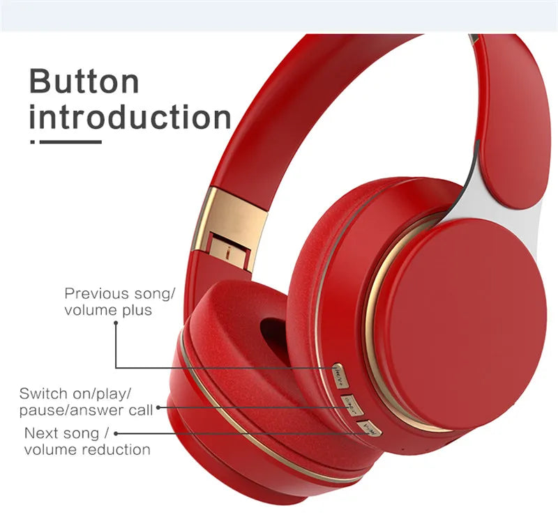 07S Wireless Headphones Foldable Adjustable Stereo Gaming Earphone Bluetooth+TF Play+3.5mm AUX 3 Modes HIFI Heavy Bass Headsets