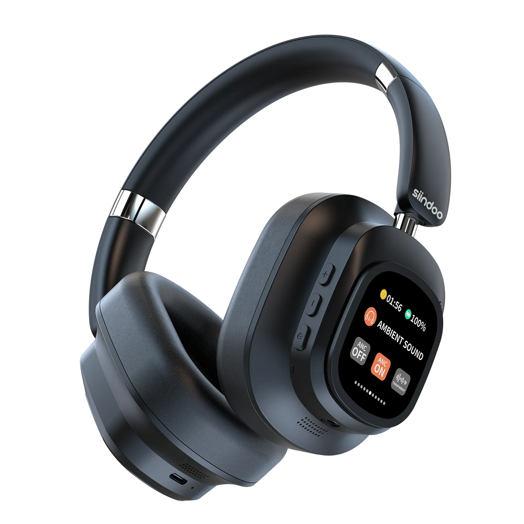Siindoo JH-ANC930Plus Hybrid Wireless Headphone, Active Noise Cancelling Headphones With Multi Magnetic Touch Control LED Screen