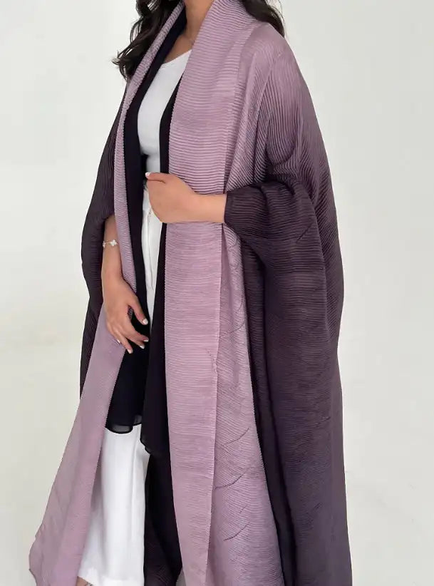 Dubai Prom Pleated Thin Long Coat For Women Elegant Casual Luxury Evening Party Pleated Chiffon Robe Plus Size Female Fashion