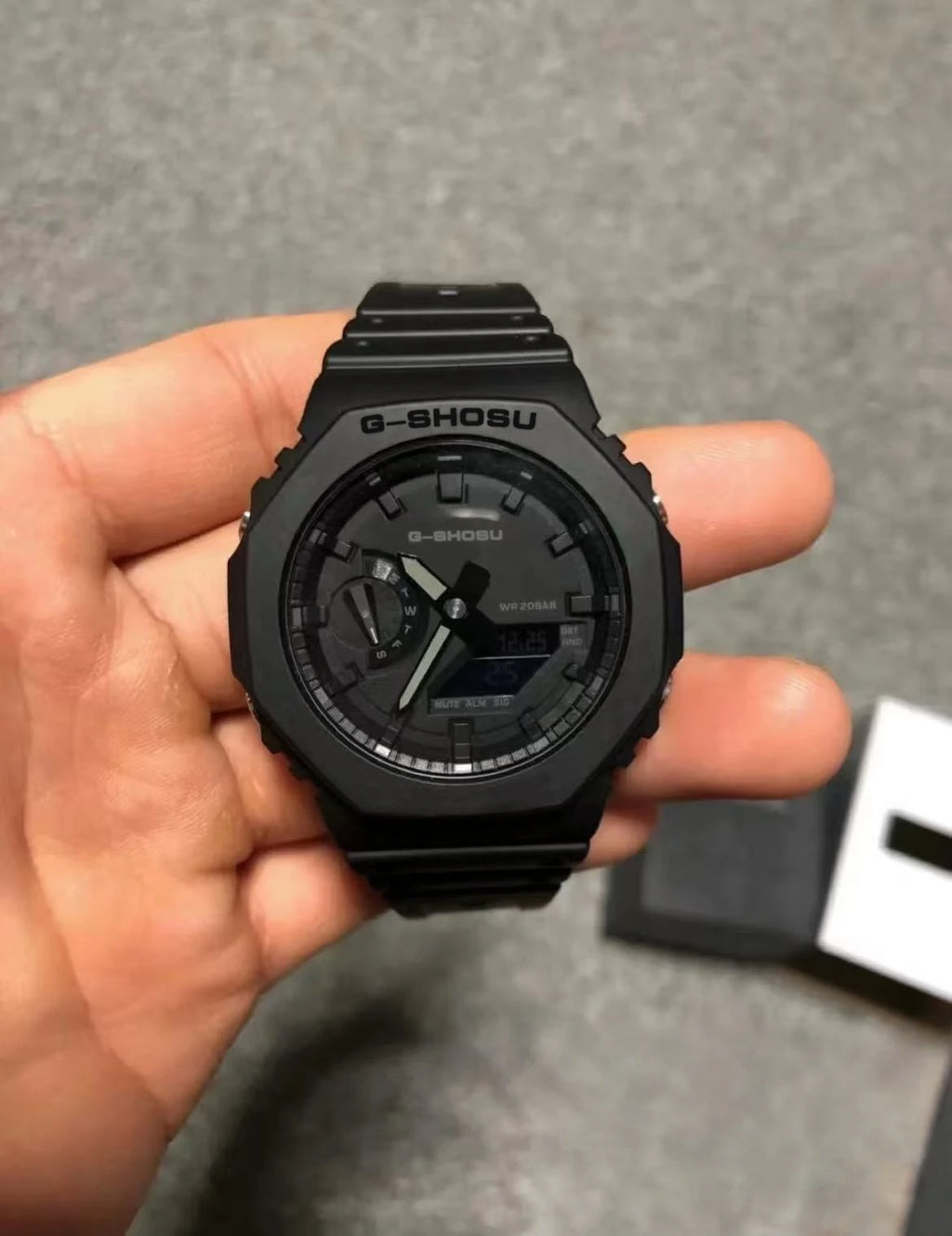 Green Black Sport Unisex Watch Full Function World Time LED Dual Display Rubber Strap Oak Luminous