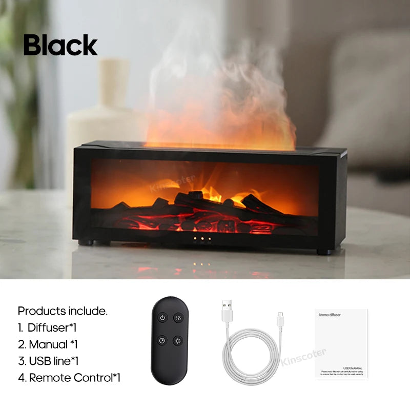 Creative Fireplace Aroma Diffuser Essential Oil Air Humidifier Difusor Remote Control Desktop Decoration for Home Holiday Gift