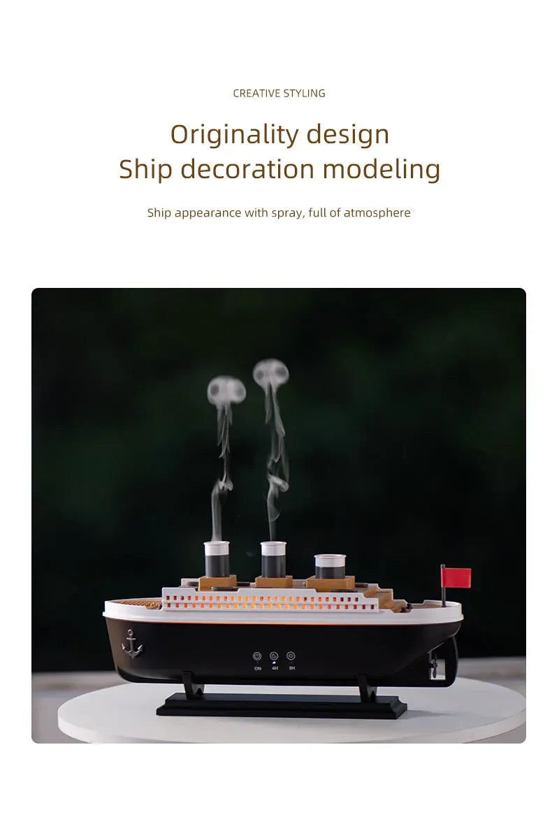 Titanic Ship Model Air Humidifier Remote Control Home 250ml Essential Oil Jellyfish Smoke Ring Spray Aroma Diffuser Humidifiers