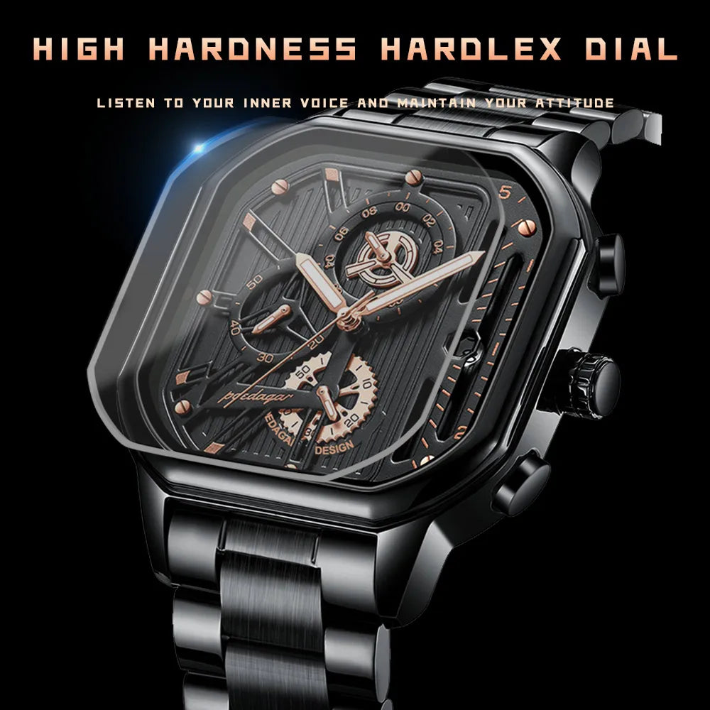 POEDAGAR Luxury Casual Male Watch Fashion Chronograph Stainless Steel Waterproof Luminous Date Military Men's Wristwatches Gifts