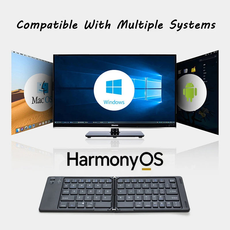 Multi-Function Foldable Keyboard USB Rechargeable Bluetooth Wireless 5.0 Keyboard for Smartphone and Tablet Portable Foldable