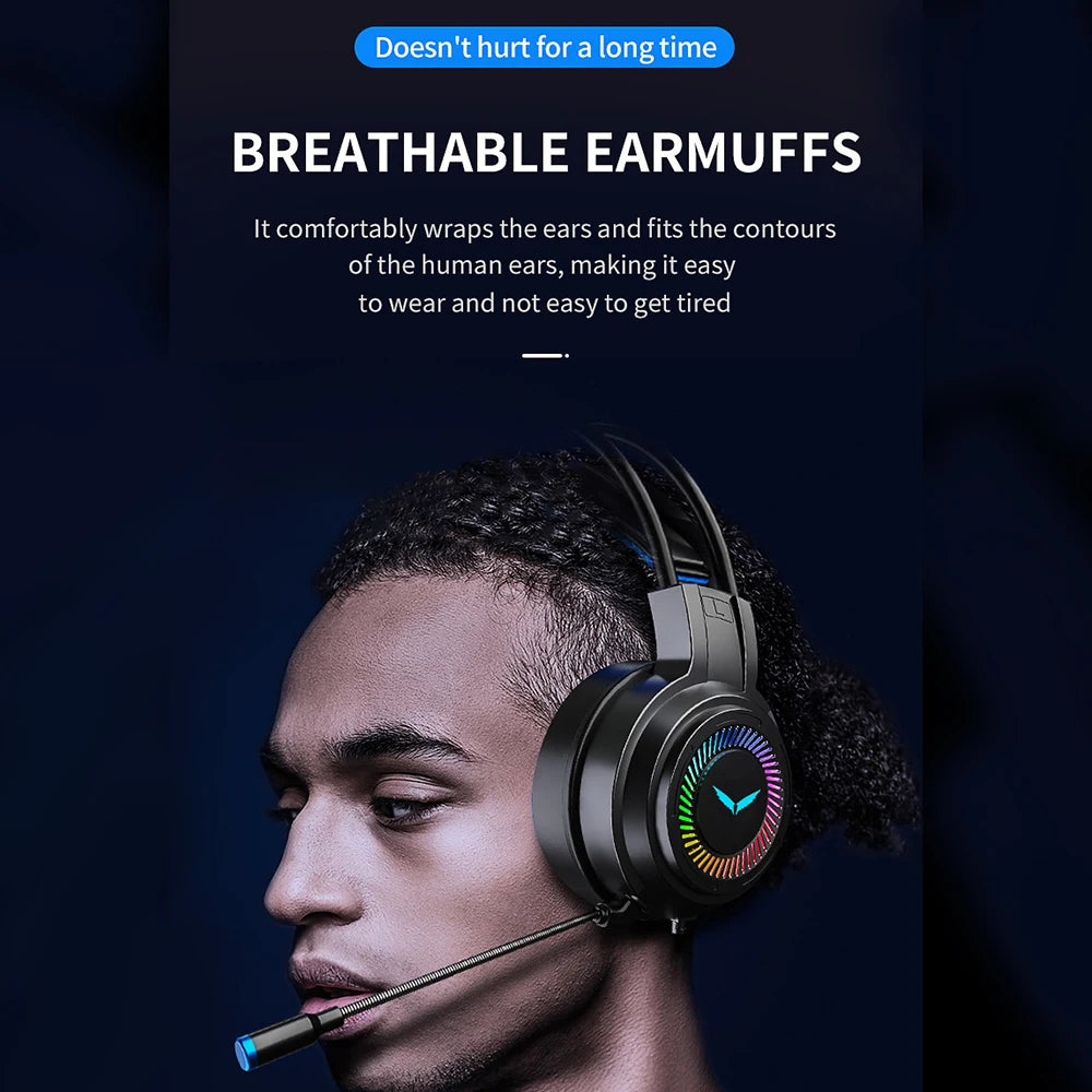 Gaming Headset Noise Canceling Microphone E-Sports Game 7.1 Stereo Surround Sound Wired Headphone for PS5 Xbox One Movie Music