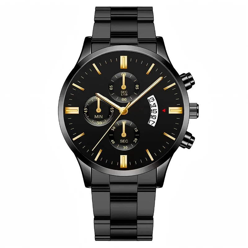 2025 Men's Casual Sports Watch Calendar Model Suitable for Casual Dress Metal Strap Trendy Quartz Watch Men's Gift