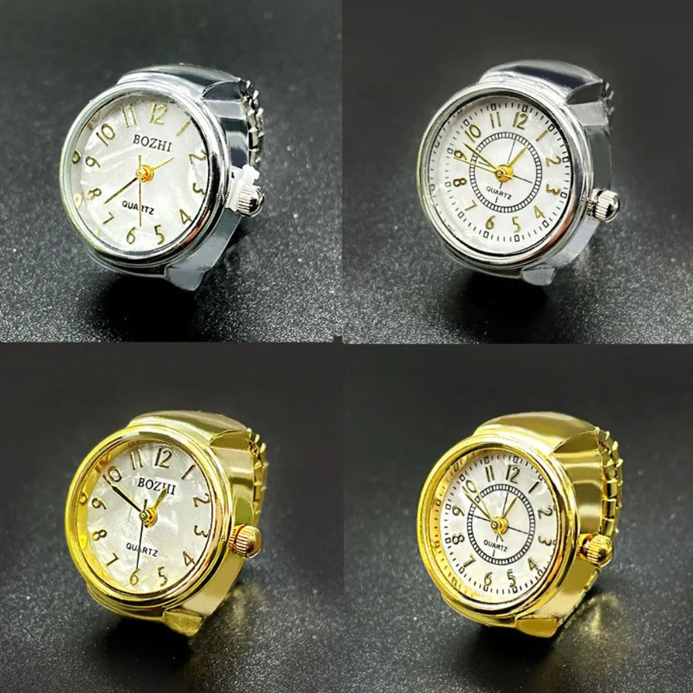 Finger Watches Selling Round Golden Silvery Quartz Men's and Women's Simple Watches Ring Jewelry