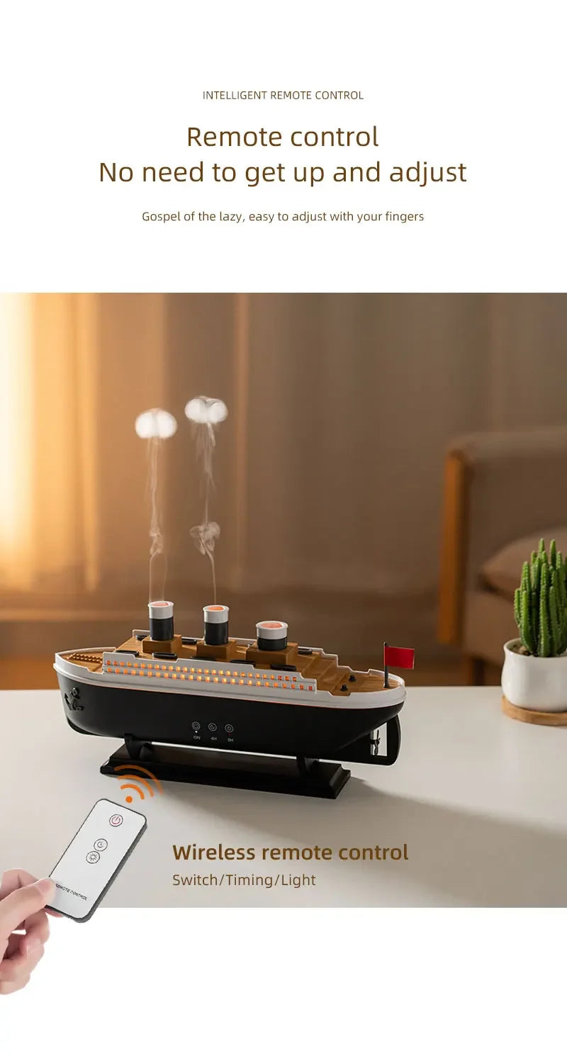Titanic Ship Model Air Humidifier Remote Control Home 250ml Essential Oil Jellyfish Smoke Ring Spray Aroma Diffuser Humidifiers