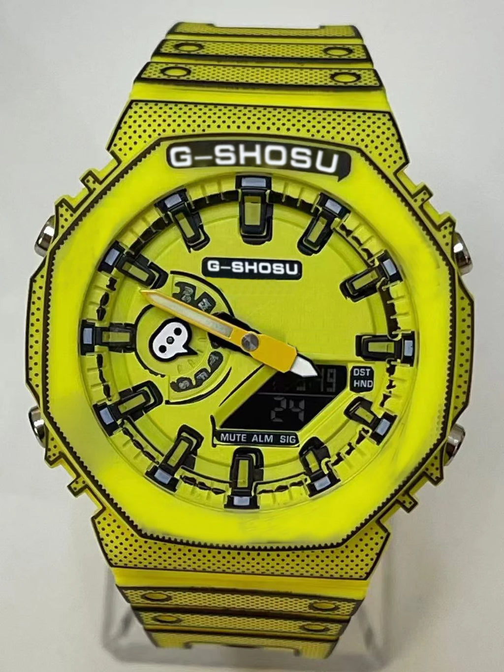 Green Black Sport Unisex Watch Full Function World Time LED Dual Display Rubber Strap Oak Luminous