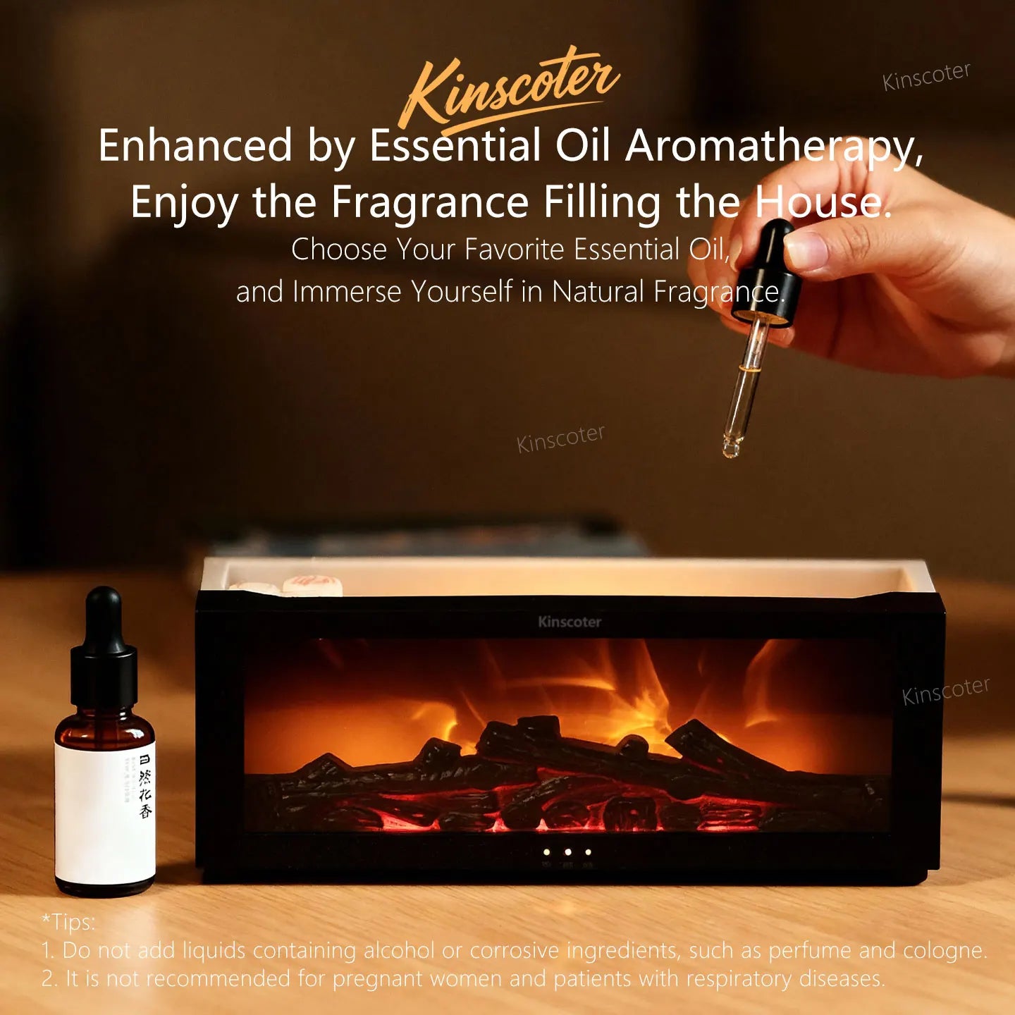 Creative Fireplace Aroma Diffuser Essential Oil Air Humidifier Difusor Remote Control Desktop Decoration for Home Holiday Gift