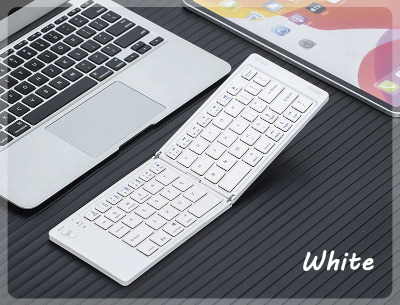 Multi-Function Foldable Keyboard USB Rechargeable Bluetooth Wireless 5.0 Keyboard for Smartphone and Tablet Portable Foldable