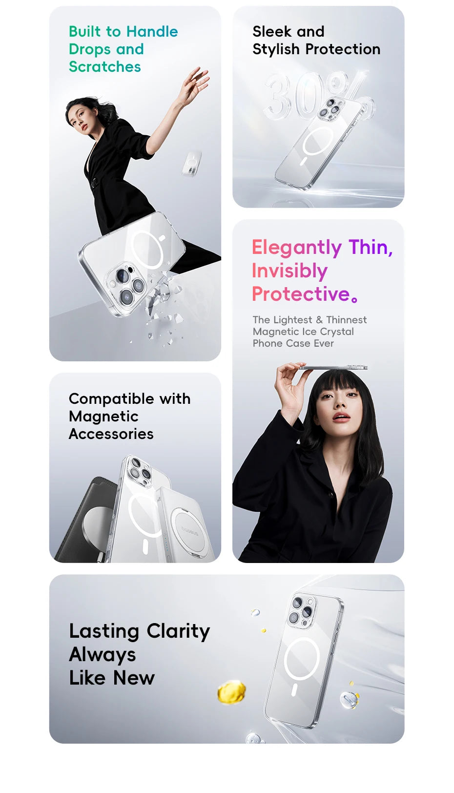 Baseus Magnetic Case for iPhone 16 15 14 Pro Max for MagSafe Wireless Charging PC Case for iPhone 13 12 11 Pro Max Funda Case