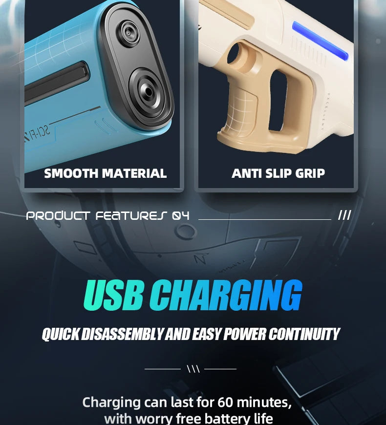 2025 New Automatic Water Absorbing Electric Water Gun Outdoor Beach Swimming Pool Entertainment Adults And Boy Kid Water Gun Toy