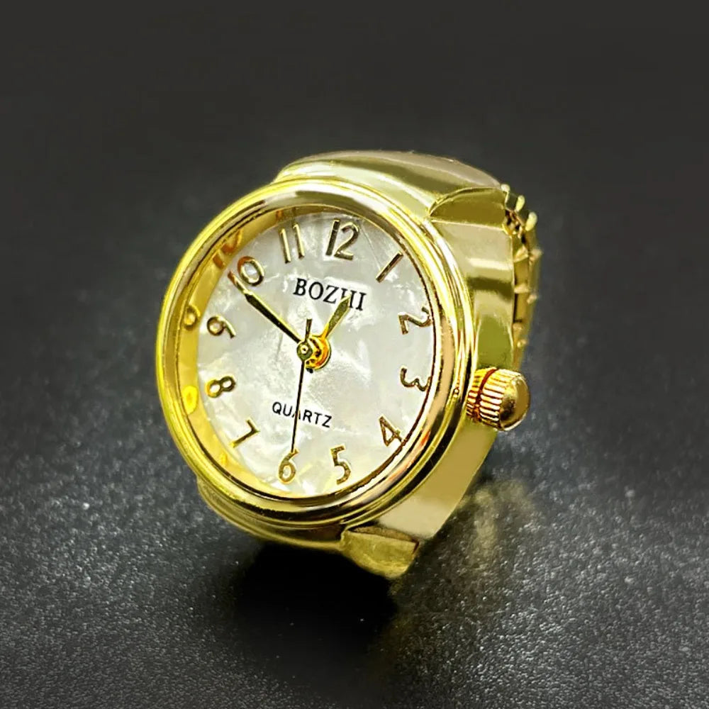 Finger Watches Selling Round Golden Silvery Quartz Men's and Women's Simple Watches Ring Jewelry