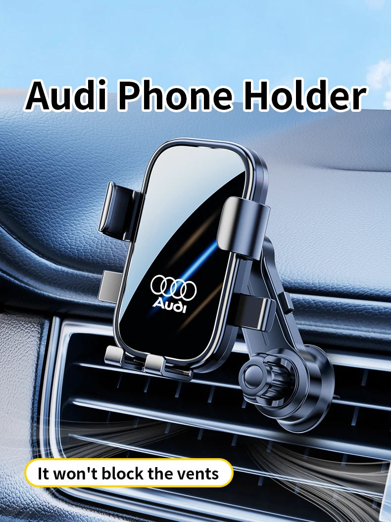 Car Phone Holder  Gravity Phone Mount Hook Cellphone Stand Suitable Audi Sline Quattro A3 A5 A6 A7 A8 Q3 Q5 Q6 Q7 Q8 TT S4 S6 C