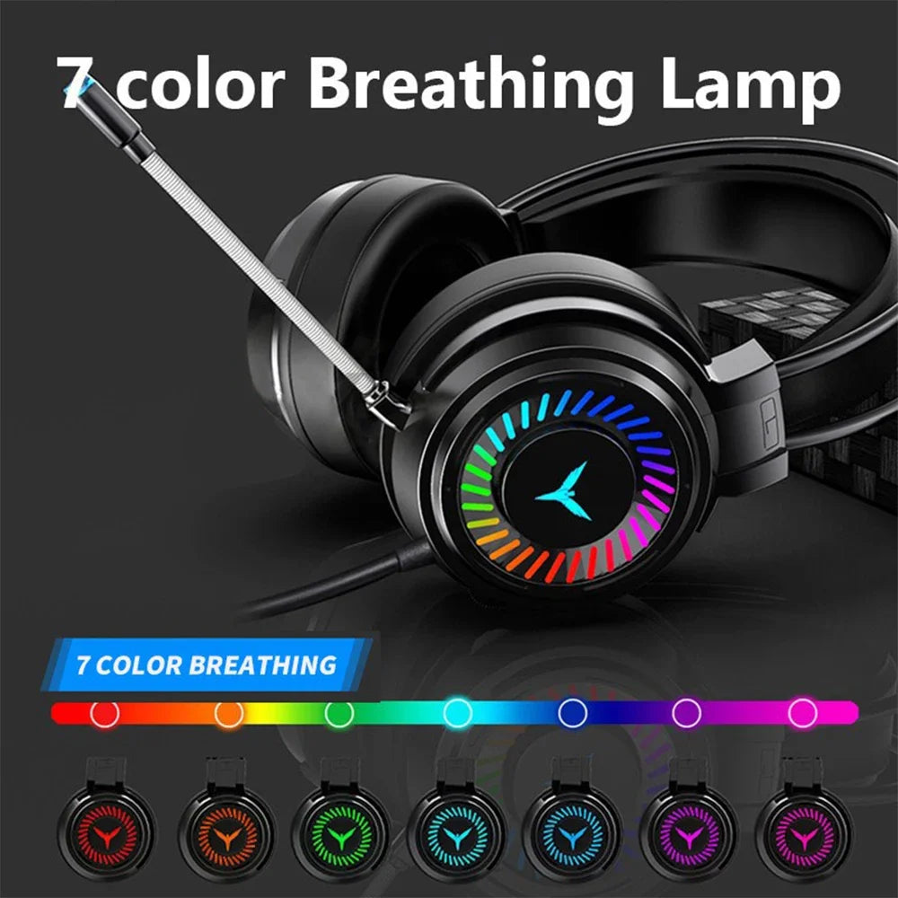 Gaming Headset Noise Canceling Microphone E-Sports Game 7.1 Stereo Surround Sound Wired Headphone for PS5 Xbox One Movie Music