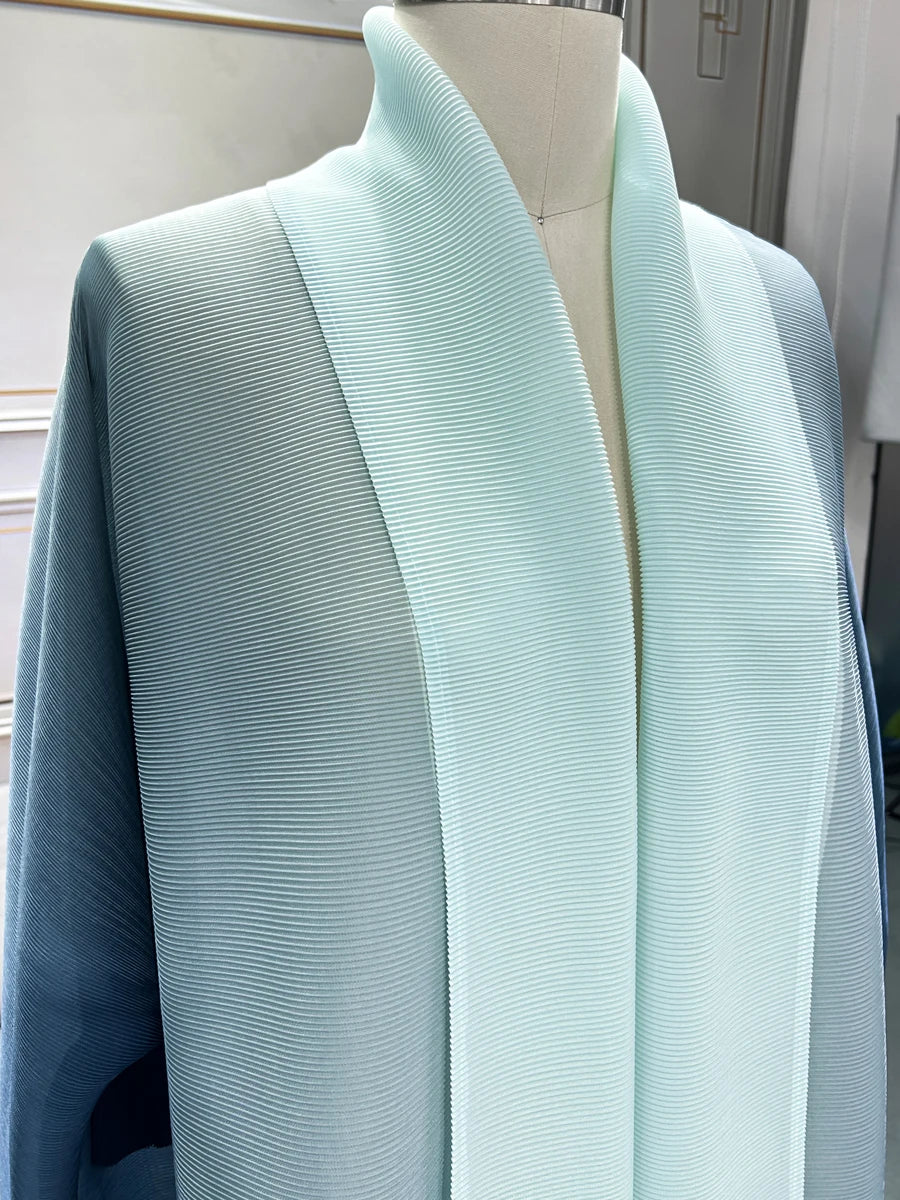 Dubai Prom Pleated Thin Long Coat For Women Elegant Casual Luxury Evening Party Pleated Chiffon Robe Plus Size Female Fashion