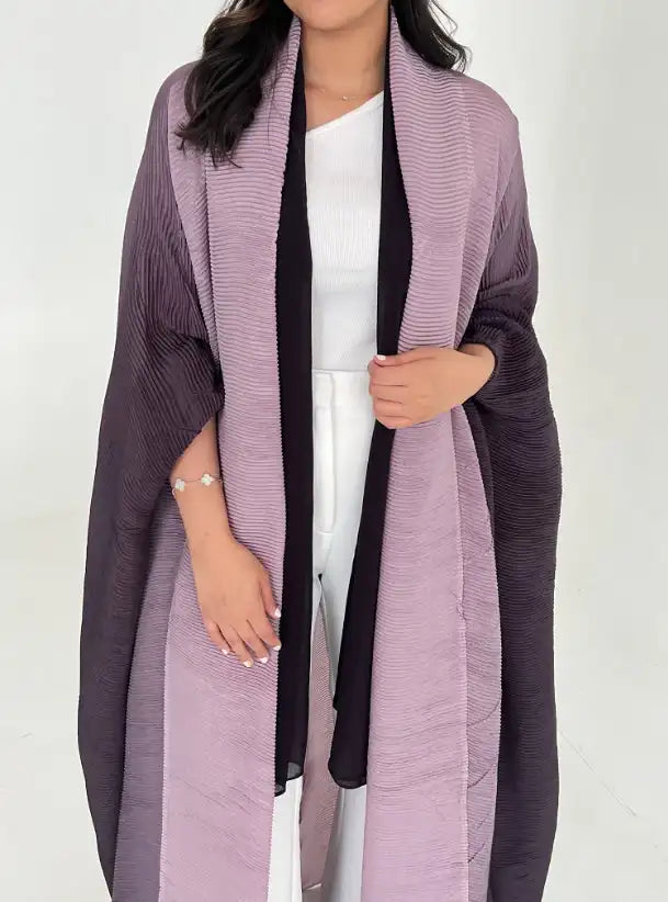 Dubai Prom Pleated Thin Long Coat For Women Elegant Casual Luxury Evening Party Pleated Chiffon Robe Plus Size Female Fashion