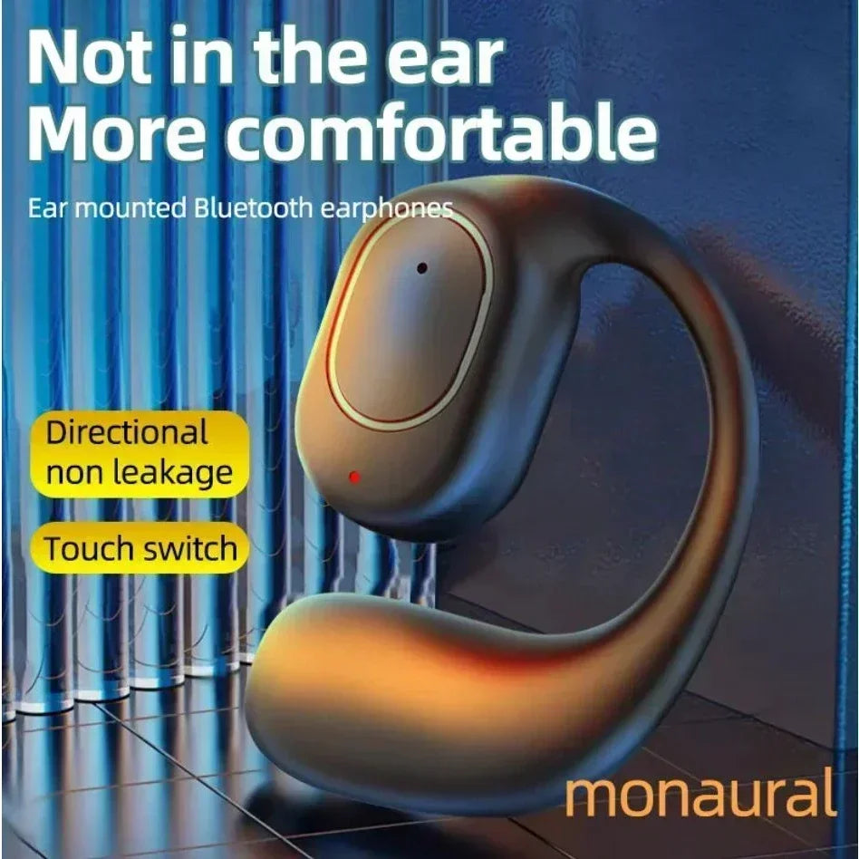 KY2 Single Wireless Earphones Air Conduction OWS Headphone HiFi Ear-Hook Music Sports Noise Cancel Headset For All Smartphones