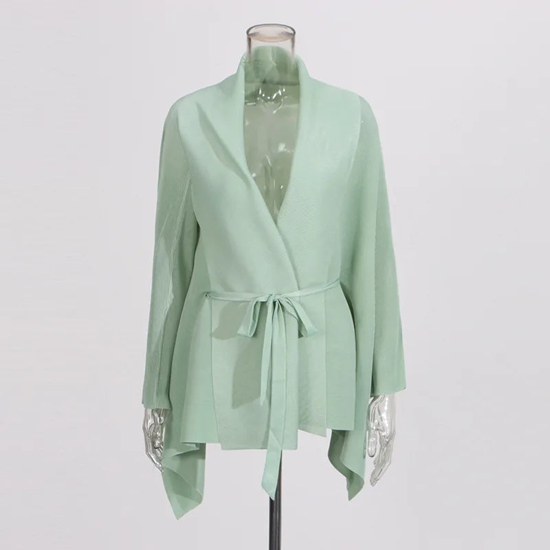 Fashion casual style 2 piece set outfits for women matching sets 2025 new cape shawl style lace up top+pleated skirt maxi dress