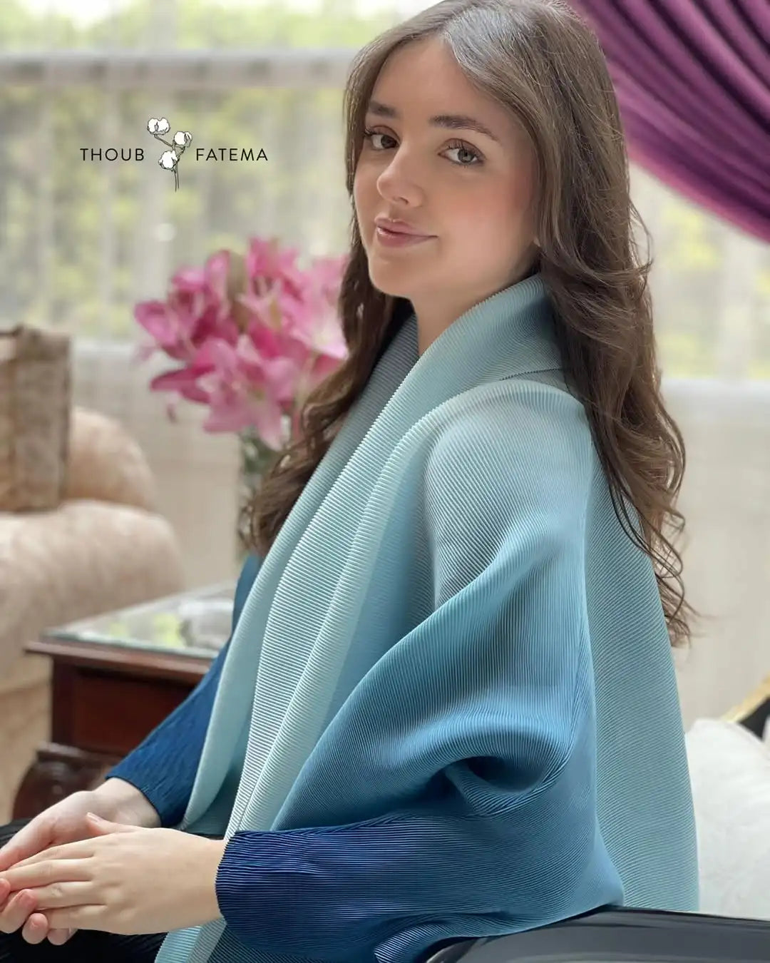 Dubai Prom Pleated Thin Long Coat For Women Elegant Casual Luxury Evening Party Pleated Chiffon Robe Plus Size Female Fashion