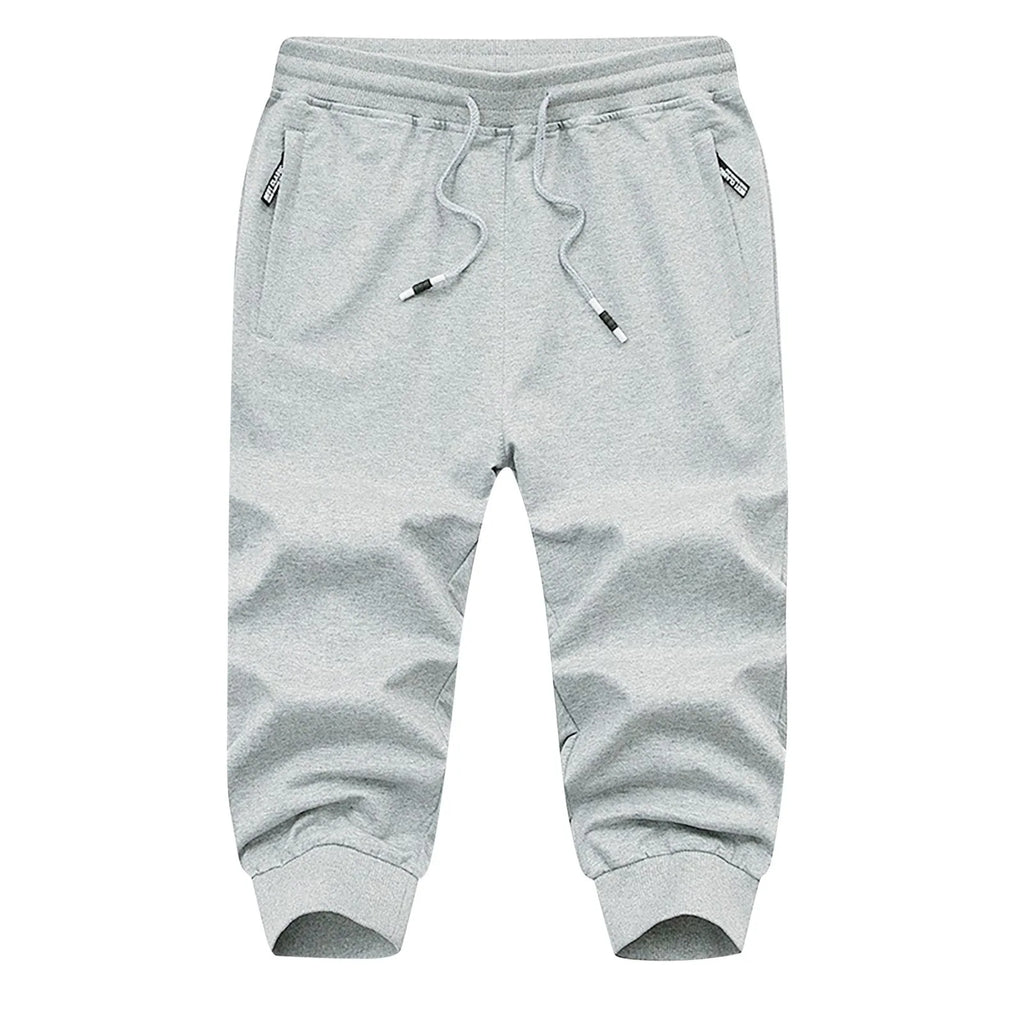 Men's Jogging Bottoms Cotton Hiking Trousers Outdoor Drawstring Elastic Camping Trekking Men Plus Size Workout Gym Short Pants