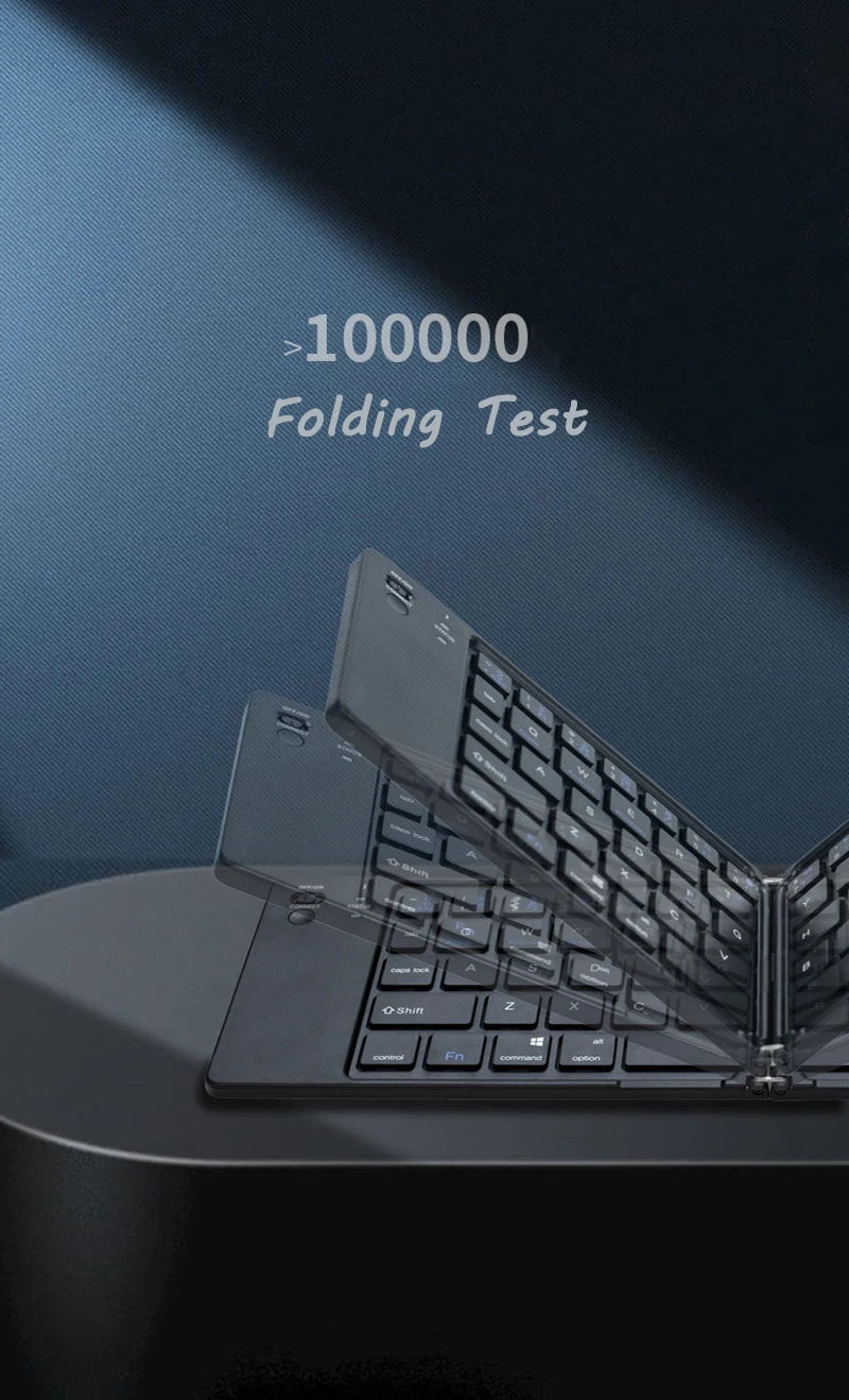 Multi-Function Foldable Keyboard USB Rechargeable Bluetooth Wireless 5.0 Keyboard for Smartphone and Tablet Portable Foldable