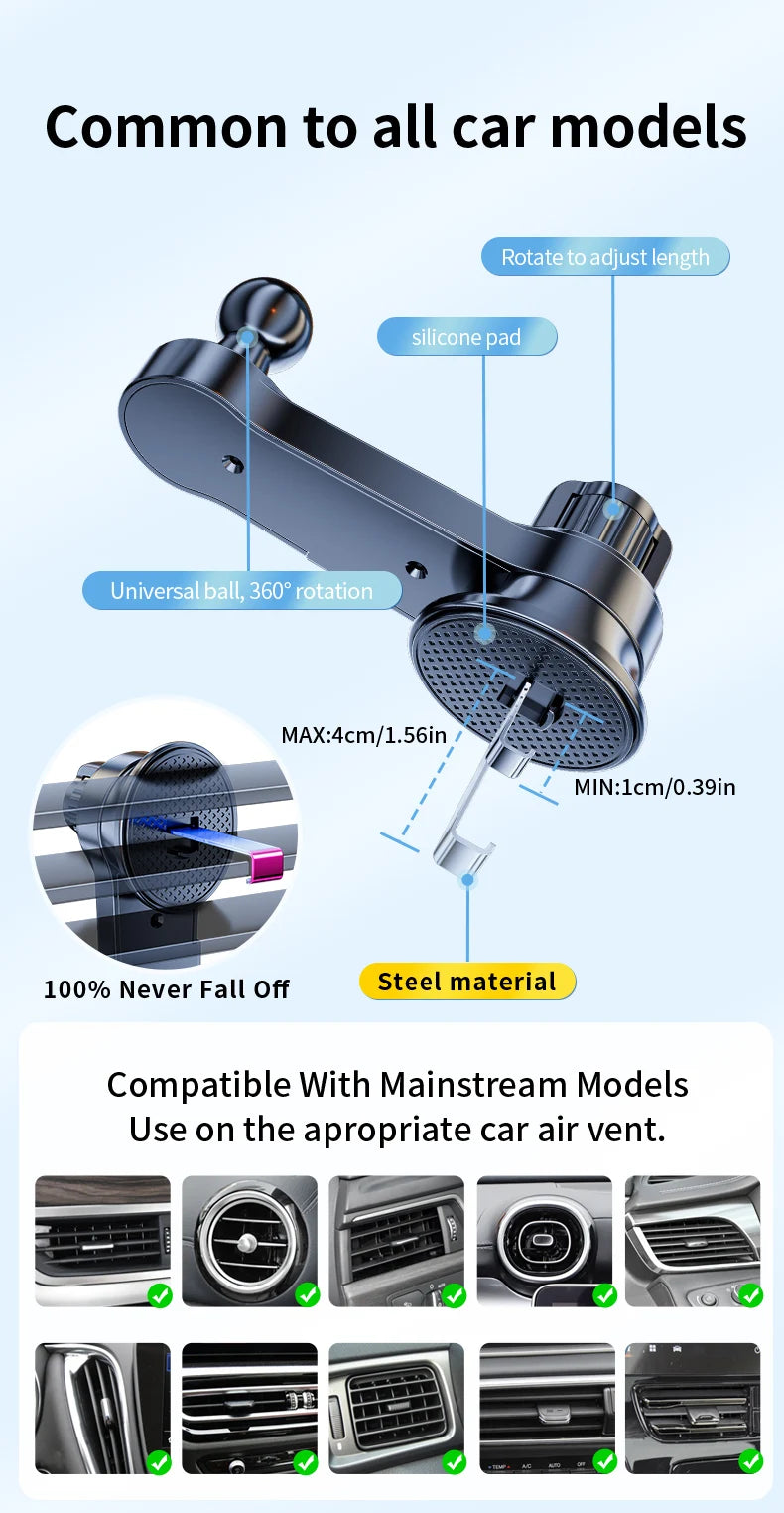 Car Phone Holder  Gravity Phone Mount Hook Cellphone Stand Suitable Audi Sline Quattro A3 A5 A6 A7 A8 Q3 Q5 Q6 Q7 Q8 TT S4 S6 C