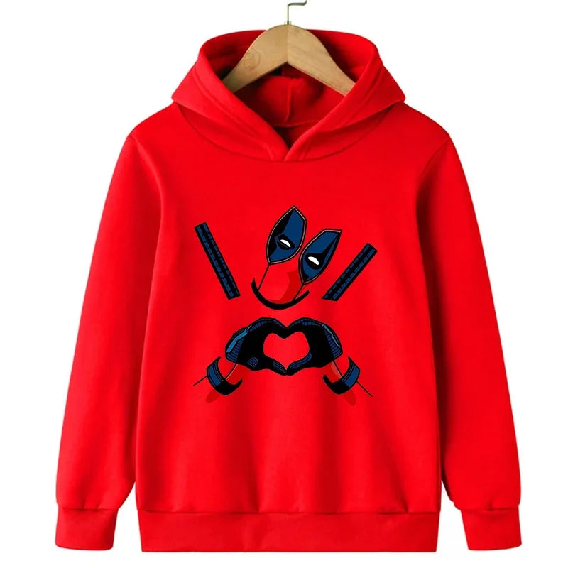 Deadpool & Wolverine New Children Hoodies Girl Boy Kids Fashion Pullover Autumn Winter Clothing Cartoons Casual Clothes Kid Tops