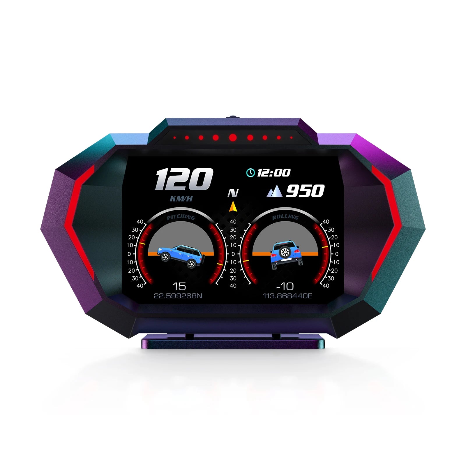 AD Digital Car LCD HUD GPS OBD2 Head Up Display Slope Meter Speed Alarm KM/H MPH Speedometer Tachometer Water Temp Boost Gauge