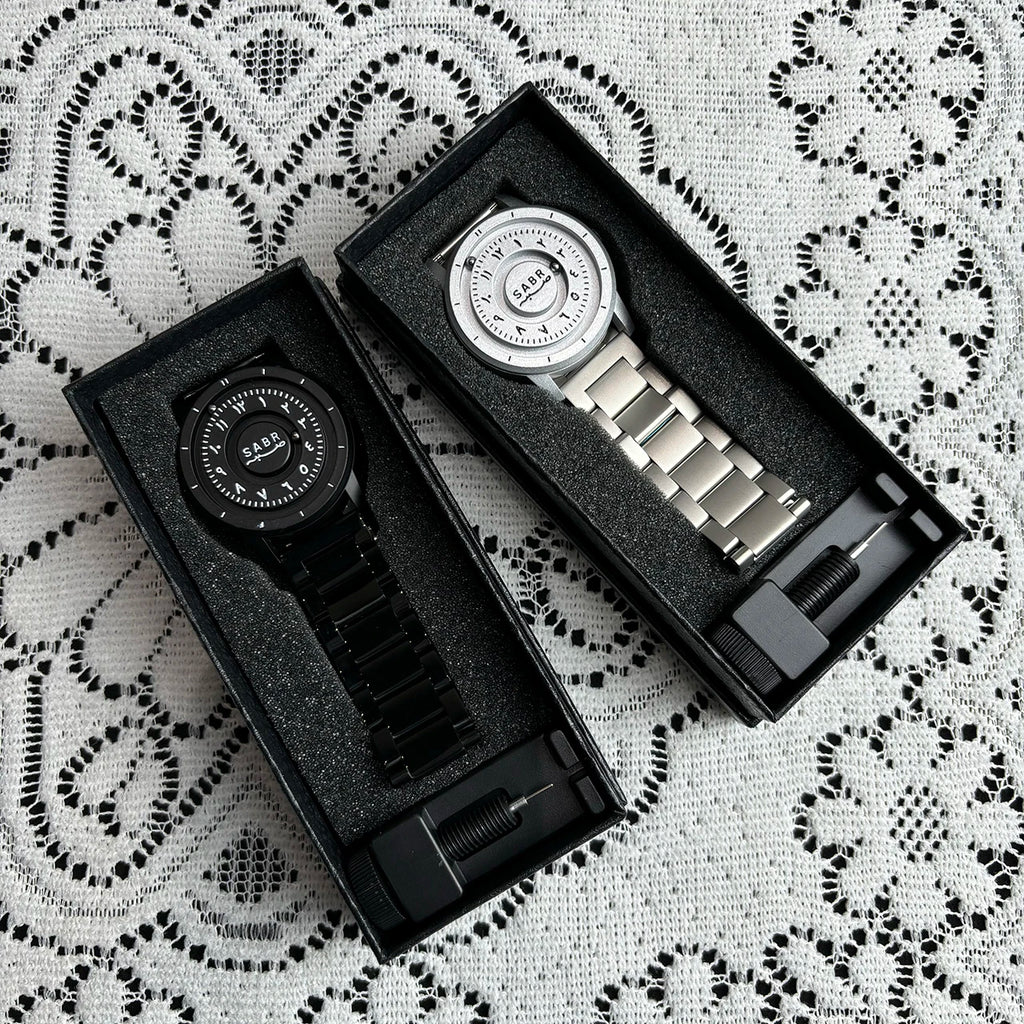 sabr Arabic Numerals Alloy Quartz Watches Men's Magnetic Bead Watches Top Luxury Mirrorless Quartz Watches