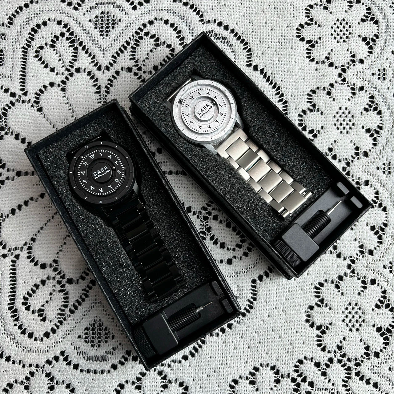 sabr Arabic Numerals Alloy Quartz Watches Men's Magnetic Bead Watches Top Luxury Mirrorless Quartz Watches