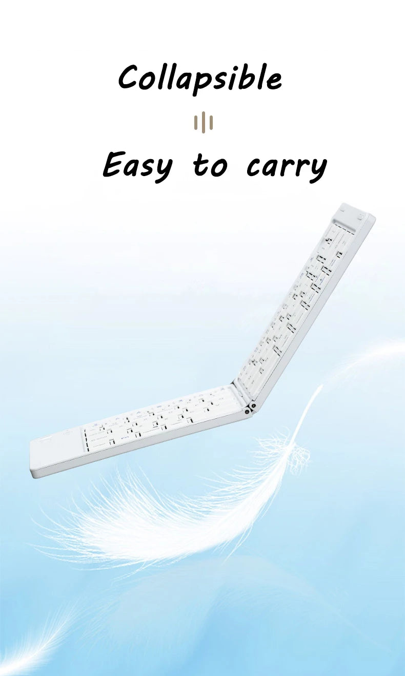 Multi-Function Foldable Keyboard USB Rechargeable Bluetooth Wireless 5.0 Keyboard for Smartphone and Tablet Portable Foldable